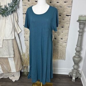 NWT LuLaRoe Carly Teal cotton t shirt  Dress size L
